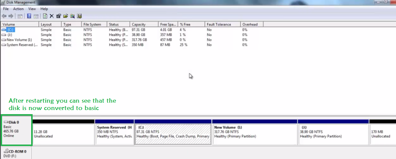convert dynamic disk to basic disk