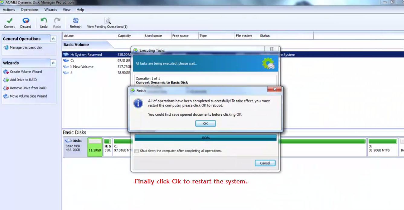 convert dynamic disk to basic disk